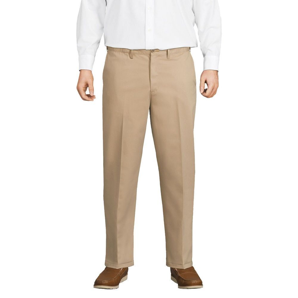 Lands' End Mens‎ Big and Tall Comfort Waist Flat No Iron Chino Pants Size 46x30